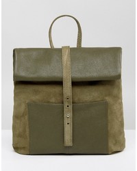 Оливковый замшевый рюкзак