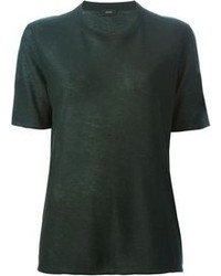 Темно-зеленая футболка с круглым вырезом