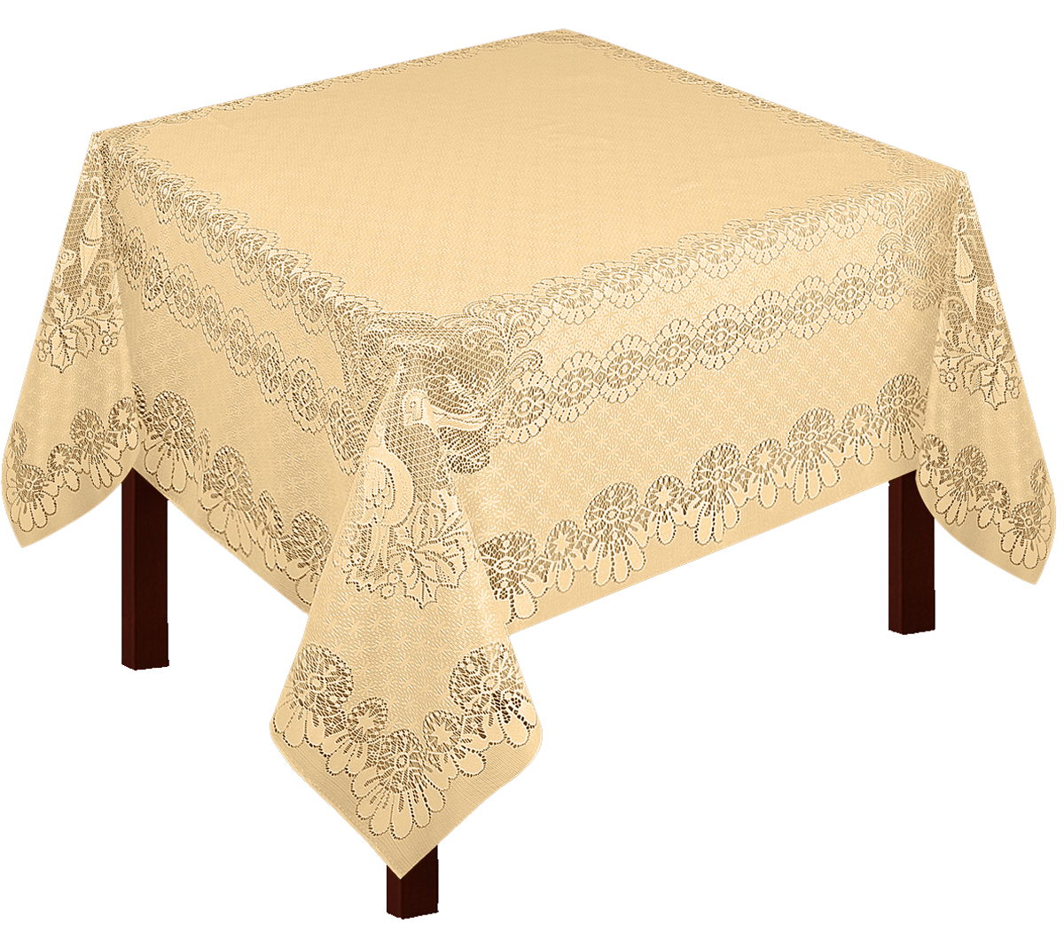 В честь именин марианны стол накрыт вязаной скатертью изысканной и чопорной