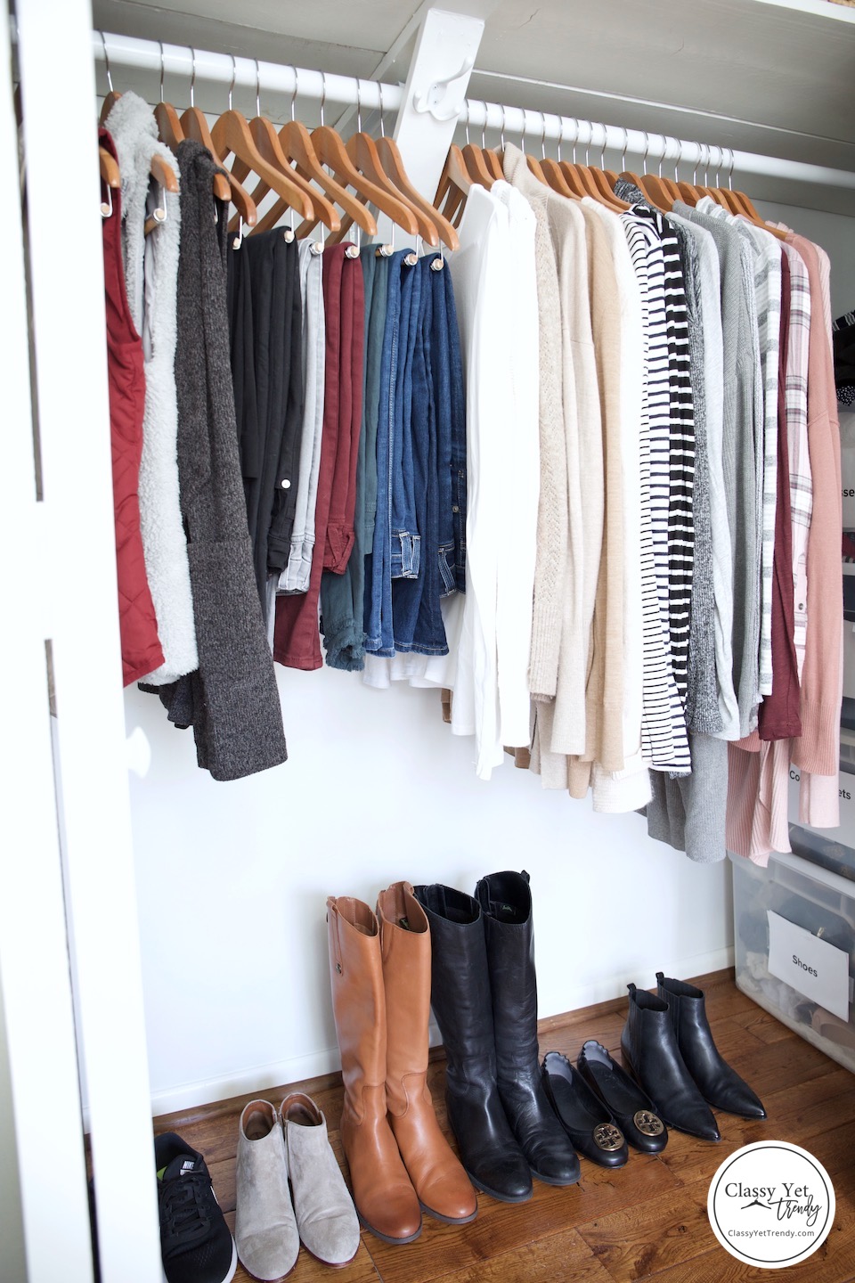 My Winter 2018-2019 Capsule Wardrobe - full closet side