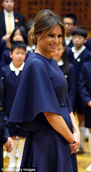 Melania Trump at the Kyobashi Tsukiji elementary school in Tokyo last November