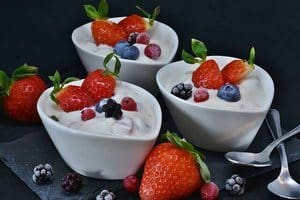 image of yogurt with fruits in cups