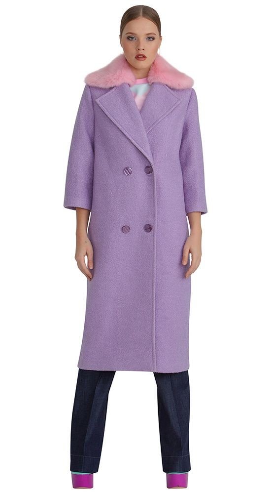 модное пальто лиловое